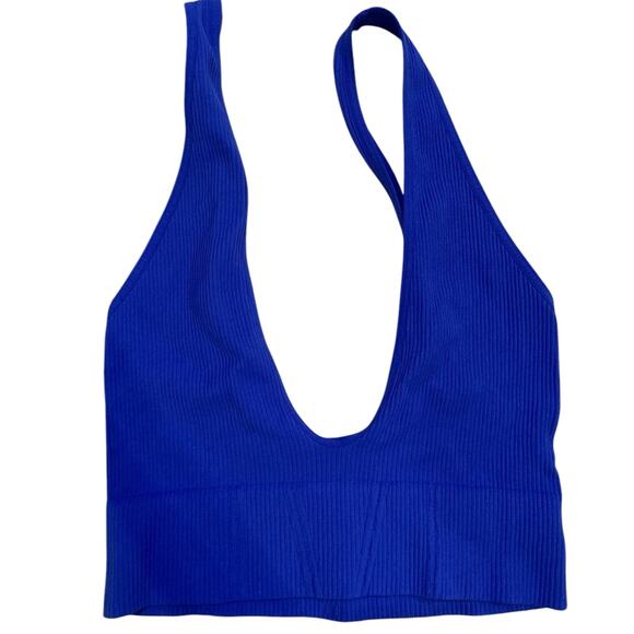 Intimately Free People Blue Ribbed Bralette Size Medium/Large - Picture 2 of 4